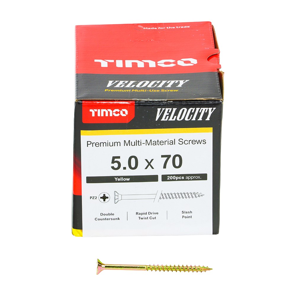 TIMCO Velocity Premium Multi-Use Screws - PZ - 5.0 x 70mm (200 Pack)