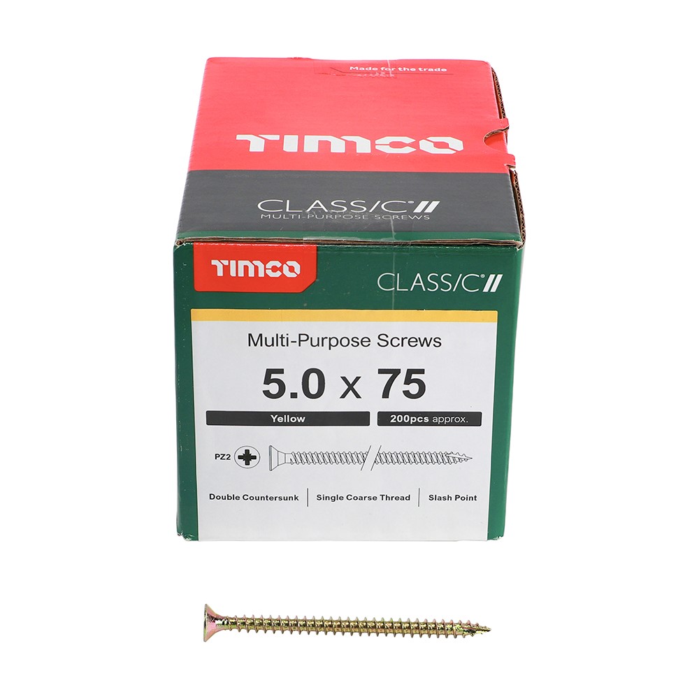 TIMCO Classic Multi-Purpose Screws - PZ - 5.0 x 75mm (200 Pack)