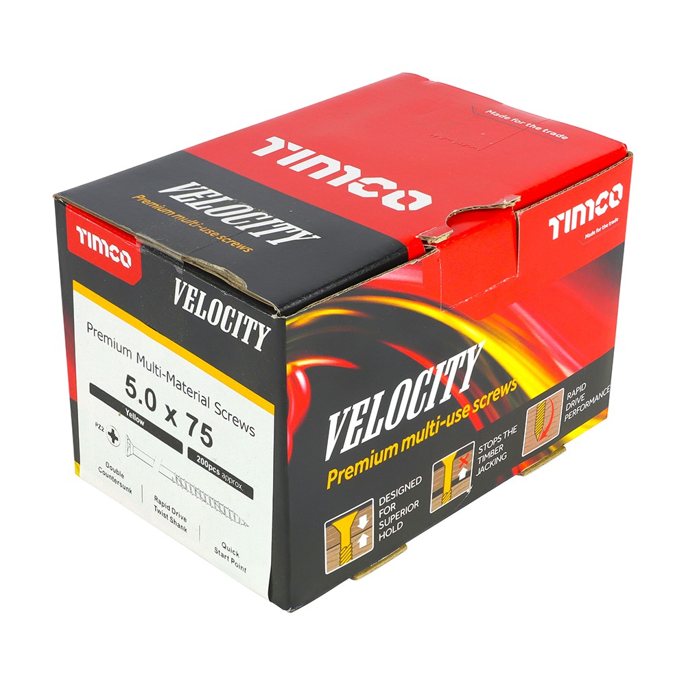 TIMCO Velocity Premium Multi-Use Screws - PZ - 5.0 x 75mm (200 Pack)