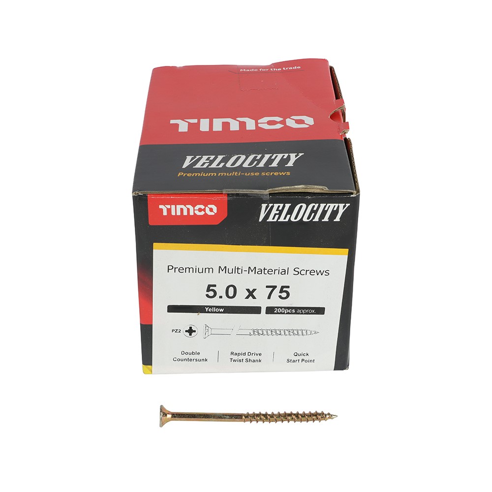 TIMCO Velocity Premium Multi-Use Screws - PZ - 5.0 x 75mm (200 Pack)