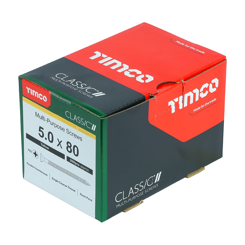 TIMCO Classic Multi-Purpose Screws - PZ - 5.0 x 80mm (200 Pack)