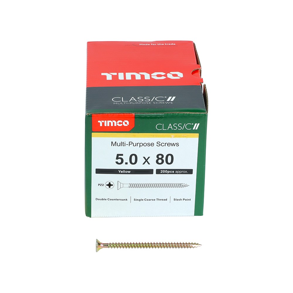 TIMCO Classic Multi-Purpose Screws - PZ - 5.0 x 80mm (200 Pack)