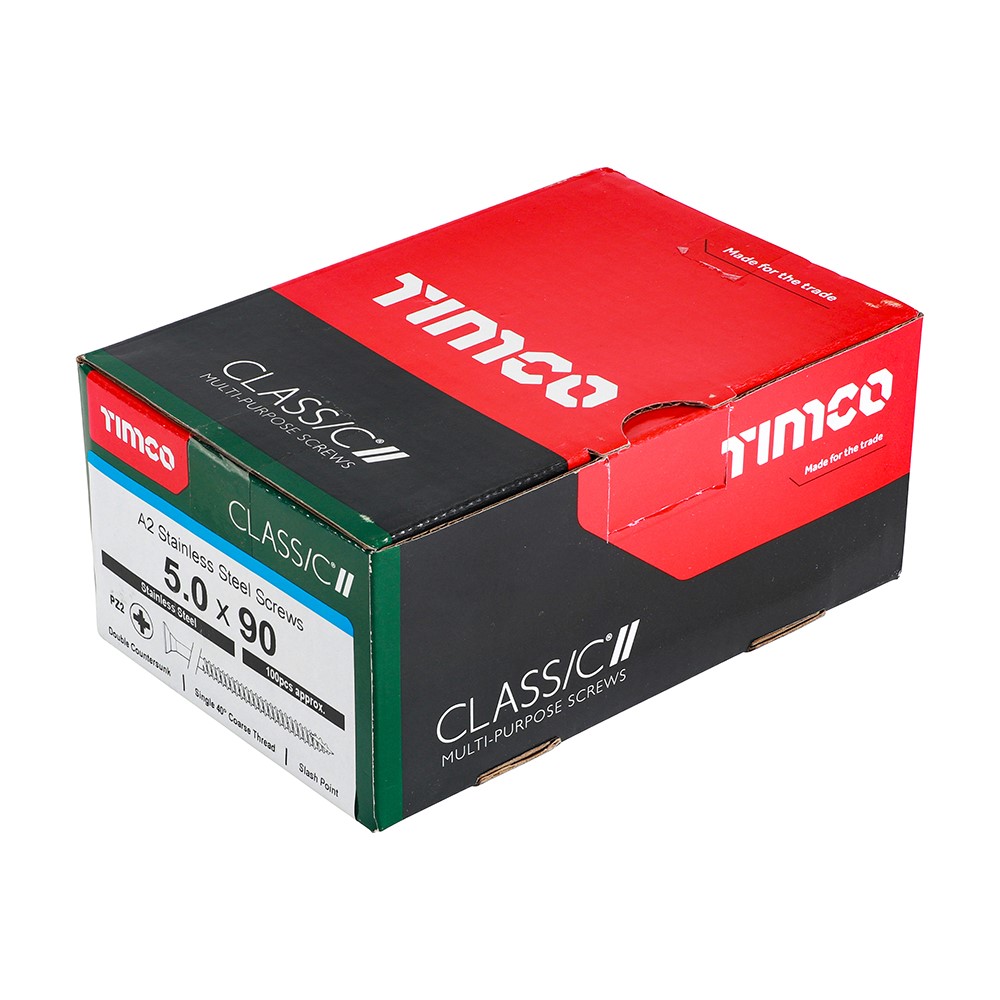 TIMCO Classic Multi-Purpose Screws - PZ -A2 Stainless Steel 5.0 x 90mm (100 Pack)