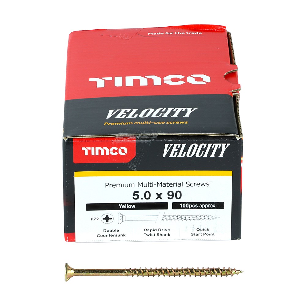 TIMCO Velocity Premium Multi-Use Screws - PZ - 5.0 x 90mm (100 Pack)