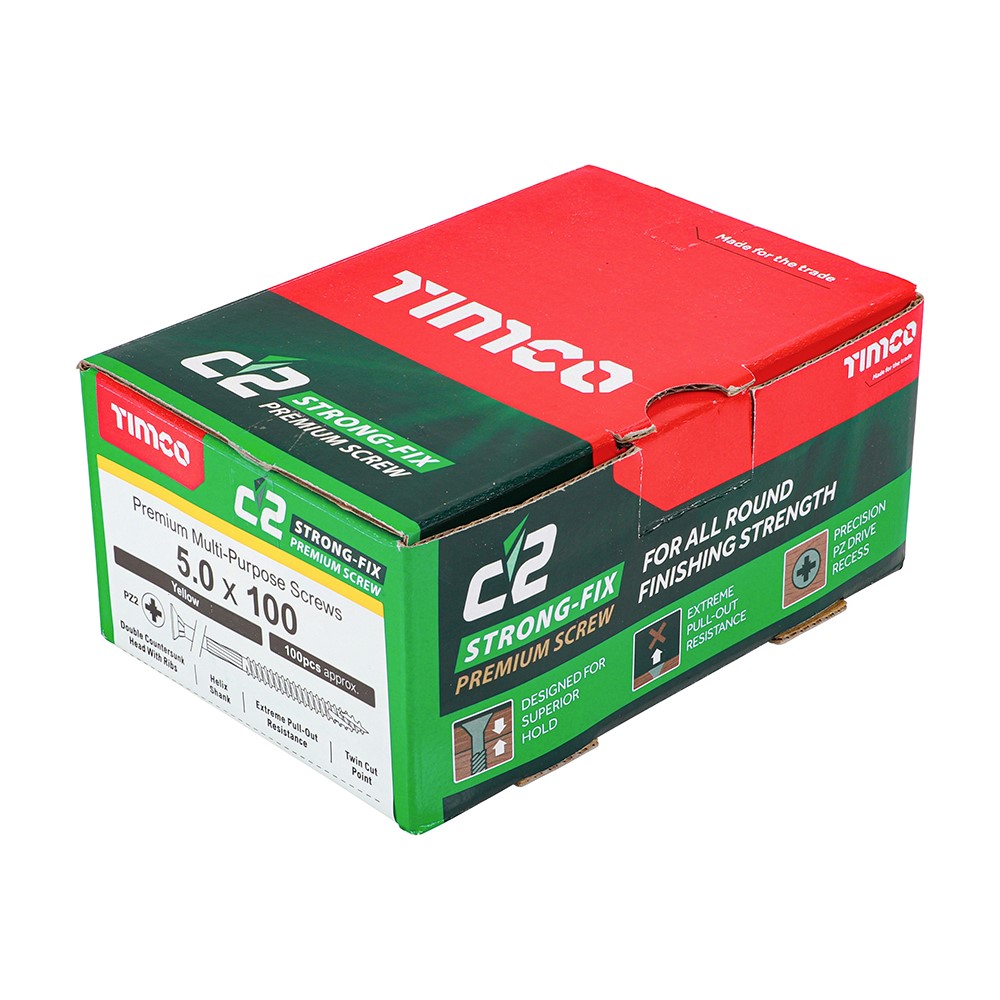 TIMCO C2 Strong-Fix Multi-Purpose Premium Screws - PZ - 5.0 x 100mm (100 Pack)