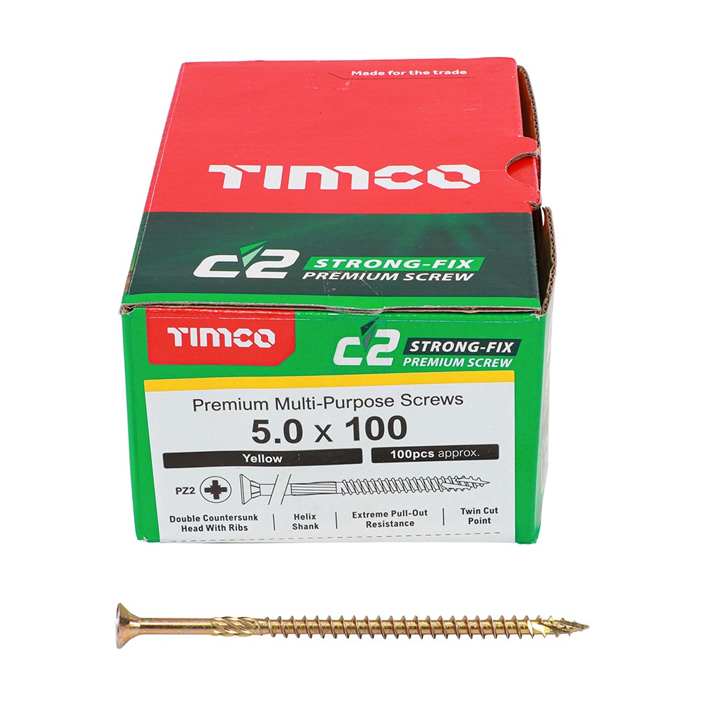 TIMCO C2 Strong-Fix Multi-Purpose Premium Screws - PZ - 5.0 x 100mm (100 Pack)