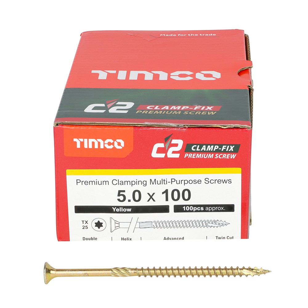 TIMCO C2 Clamp-Fix Multi-Purpose Premium Screws - TX - 5.0 x 100mm (100 Pack)