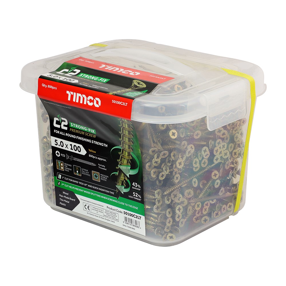 TIMCO C2 Strong-Fix Multi-Purpose Premium Screws - PZ - 5.0 x 100mm (800 Tub)