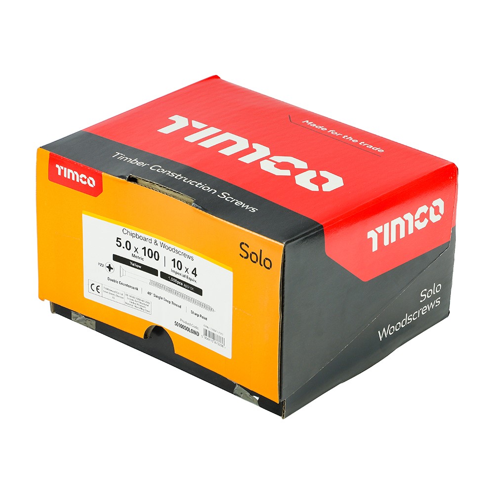 TIMCO Solo Woodscrew Industry Pack 5.0 x 100mm (1000 Pack)