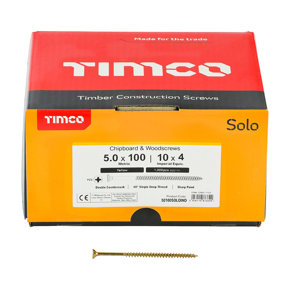 TIMCO Solo Woodscrew Industry Pack 5.0 x 100mm (1000 Pack)