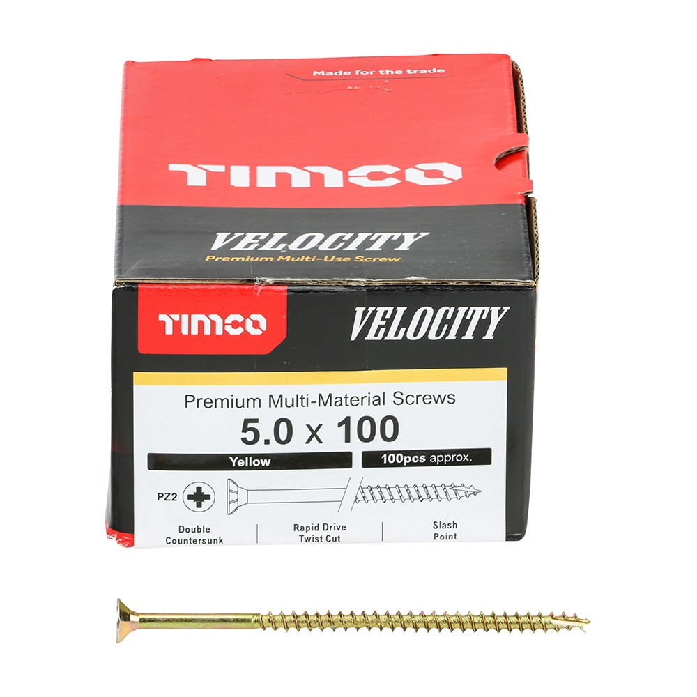 TIMCO Velocity Premium Multi-Use Screws - PZ - 5.0 x 100mm (100 Pack)