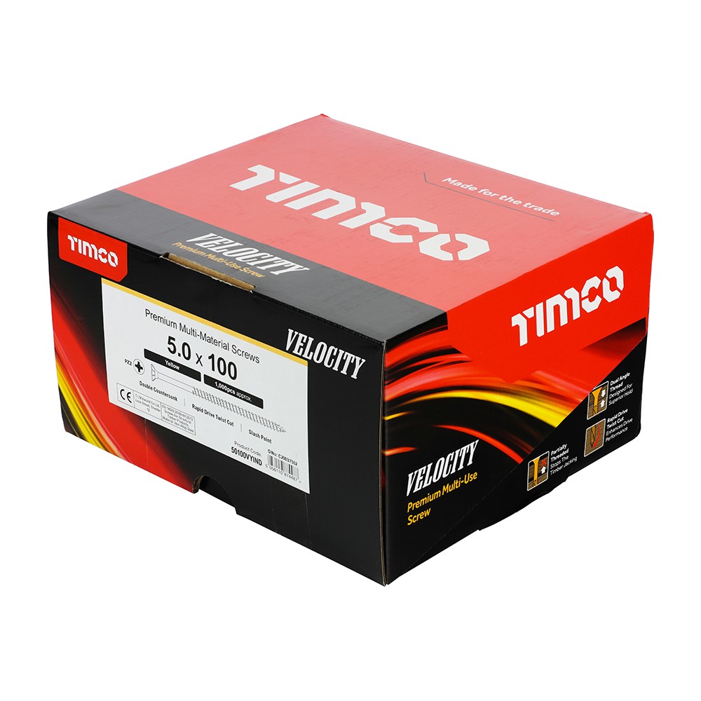 TIMCO Velocity Premium Multi-Use Screws - PZ - 5.0 x 100mm (1000 Pack)