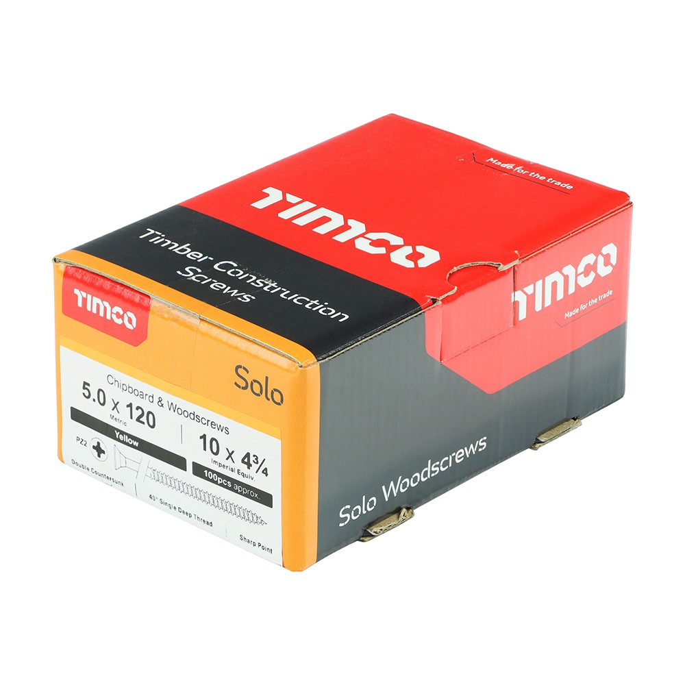 TIMCO Solo Woodscrews - PZ - 5.0 x 120mm (100 Pack)