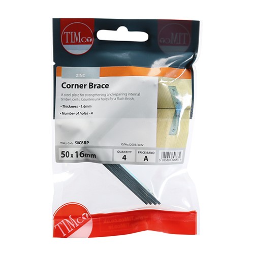 TIMCO Corner Braces - Zinc 50 x 50 x 16mm (4)