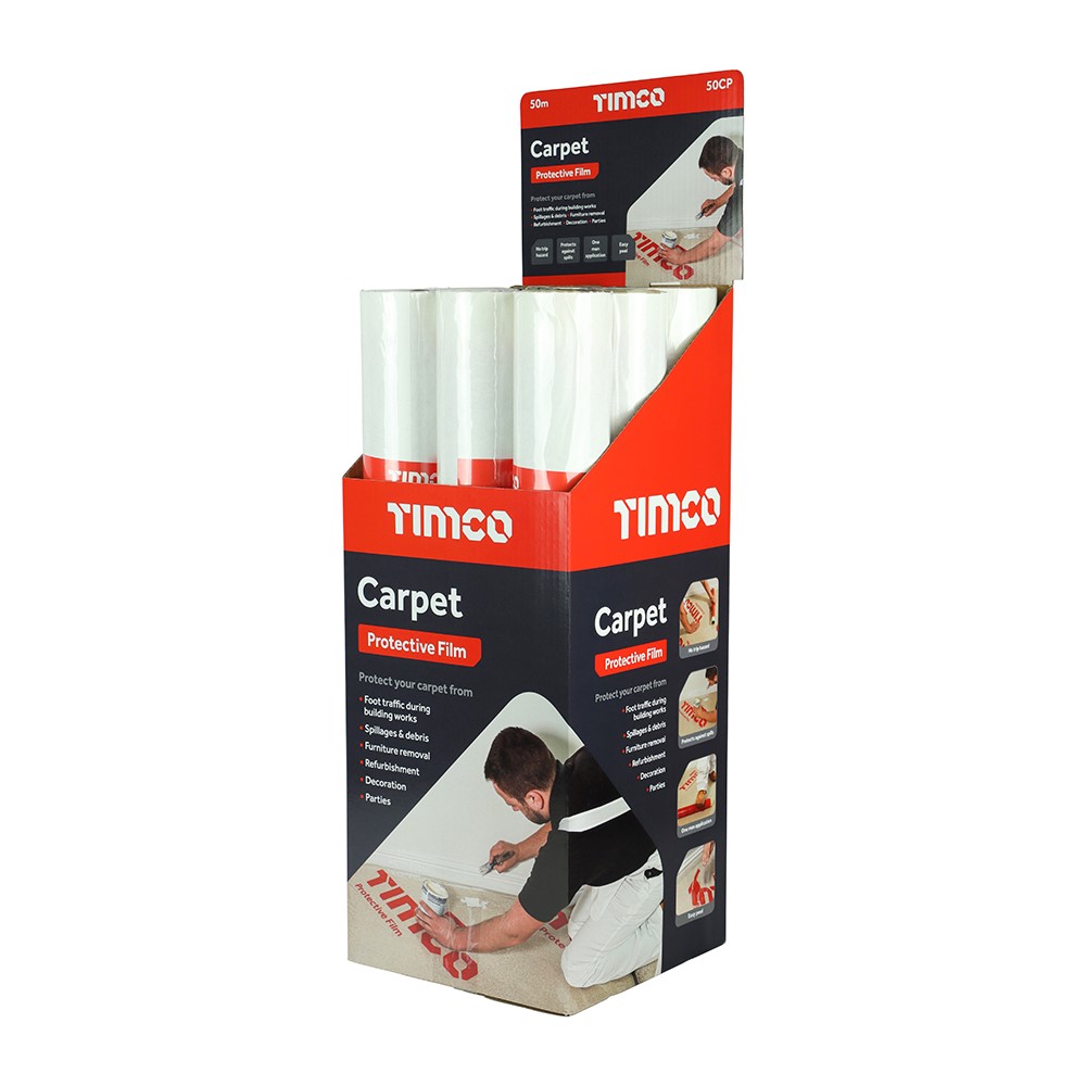 TIMCO Protective Film - For Carpet 50m x 0.6m (Pack of 9)