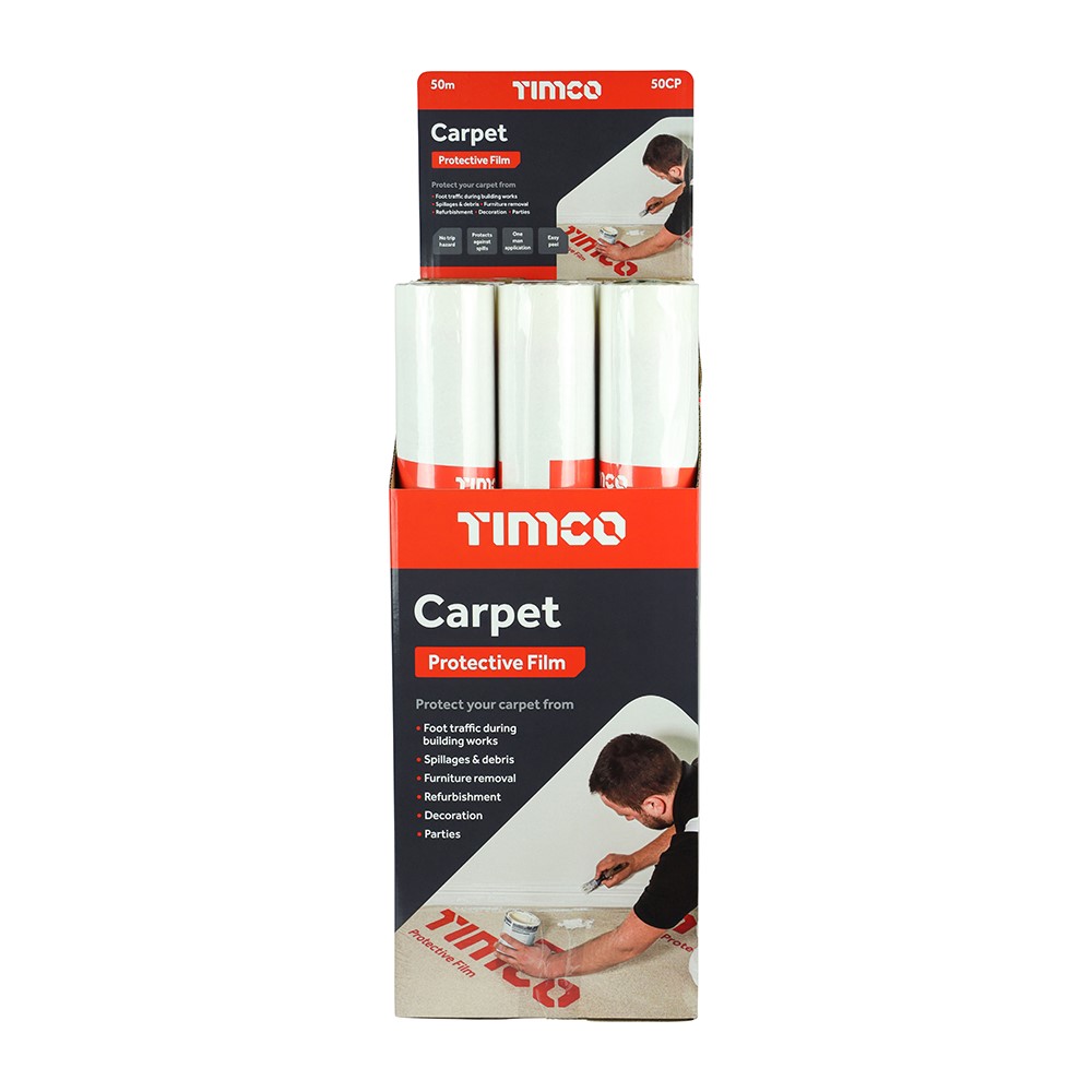 TIMCO Protective Film - For Carpet 50m x 0.6m (Pack of 9)