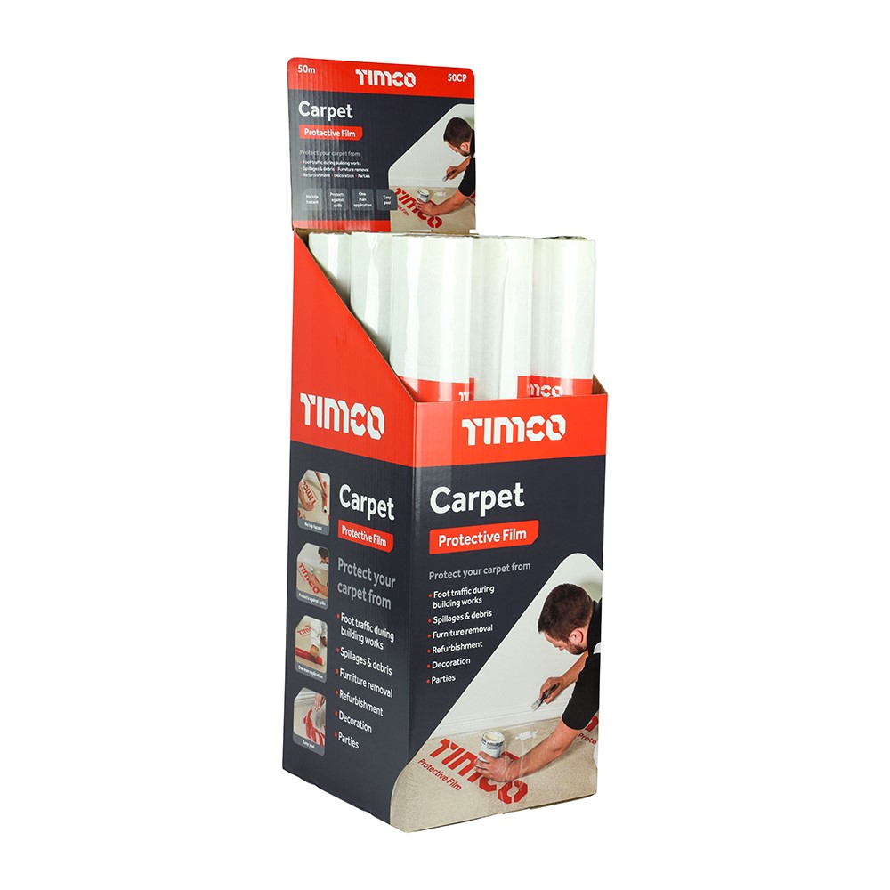 TIMCO Protective Film - For Carpet 50m x 0.6m (Pack of 9)