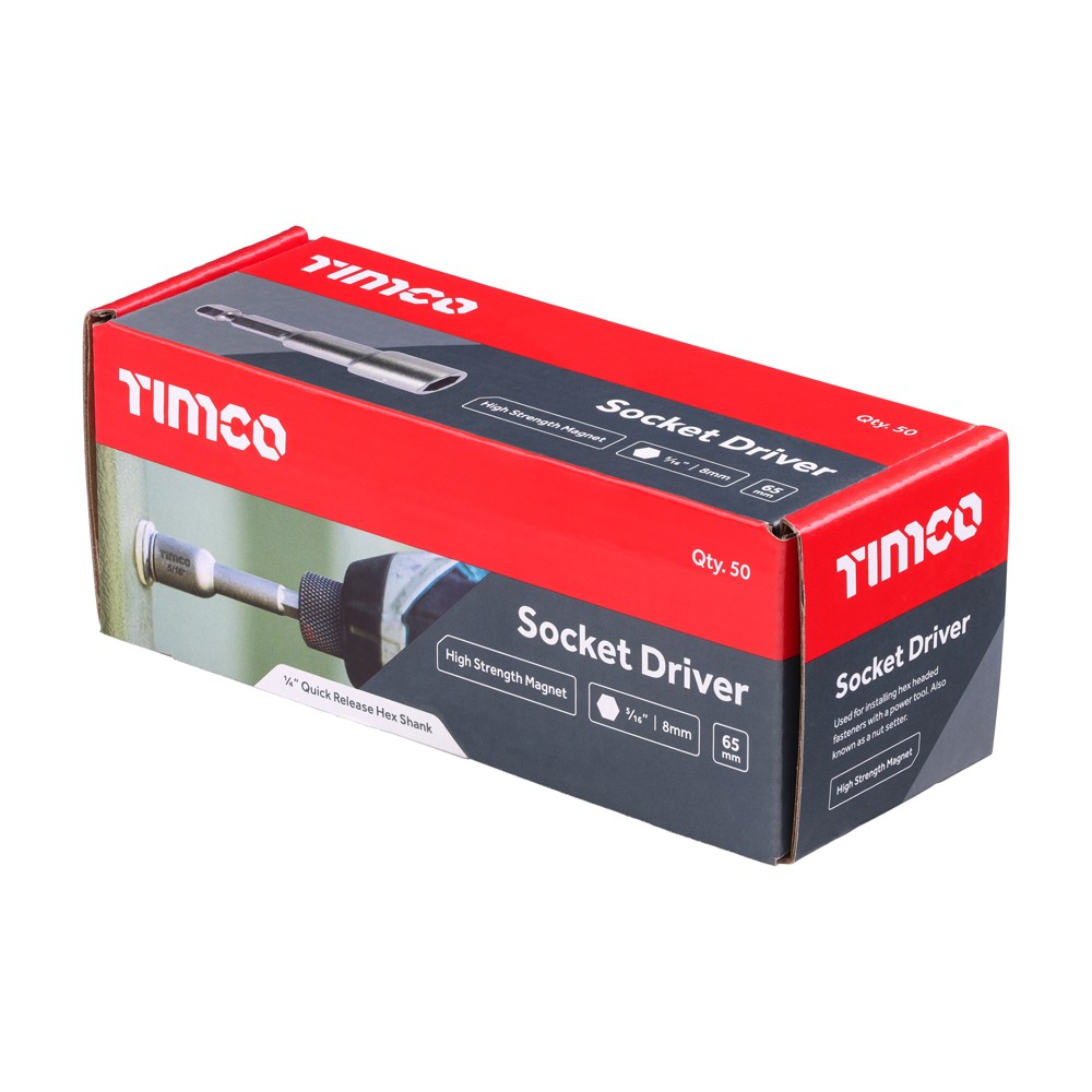 TIMCO Magnetic Socket Driver - S2 - 5/16 x 65mm (50 pack)