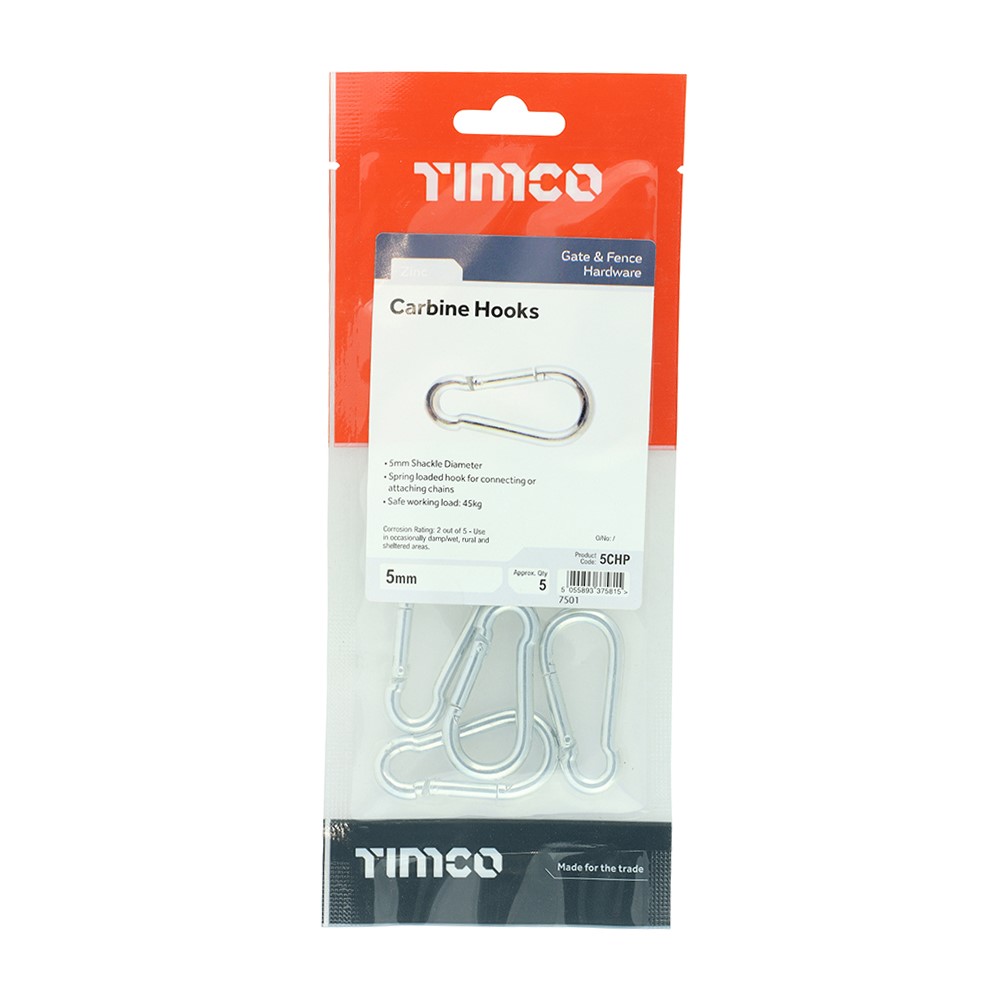 TIMCO Carbine Hooks - Zinc 5mm (5)