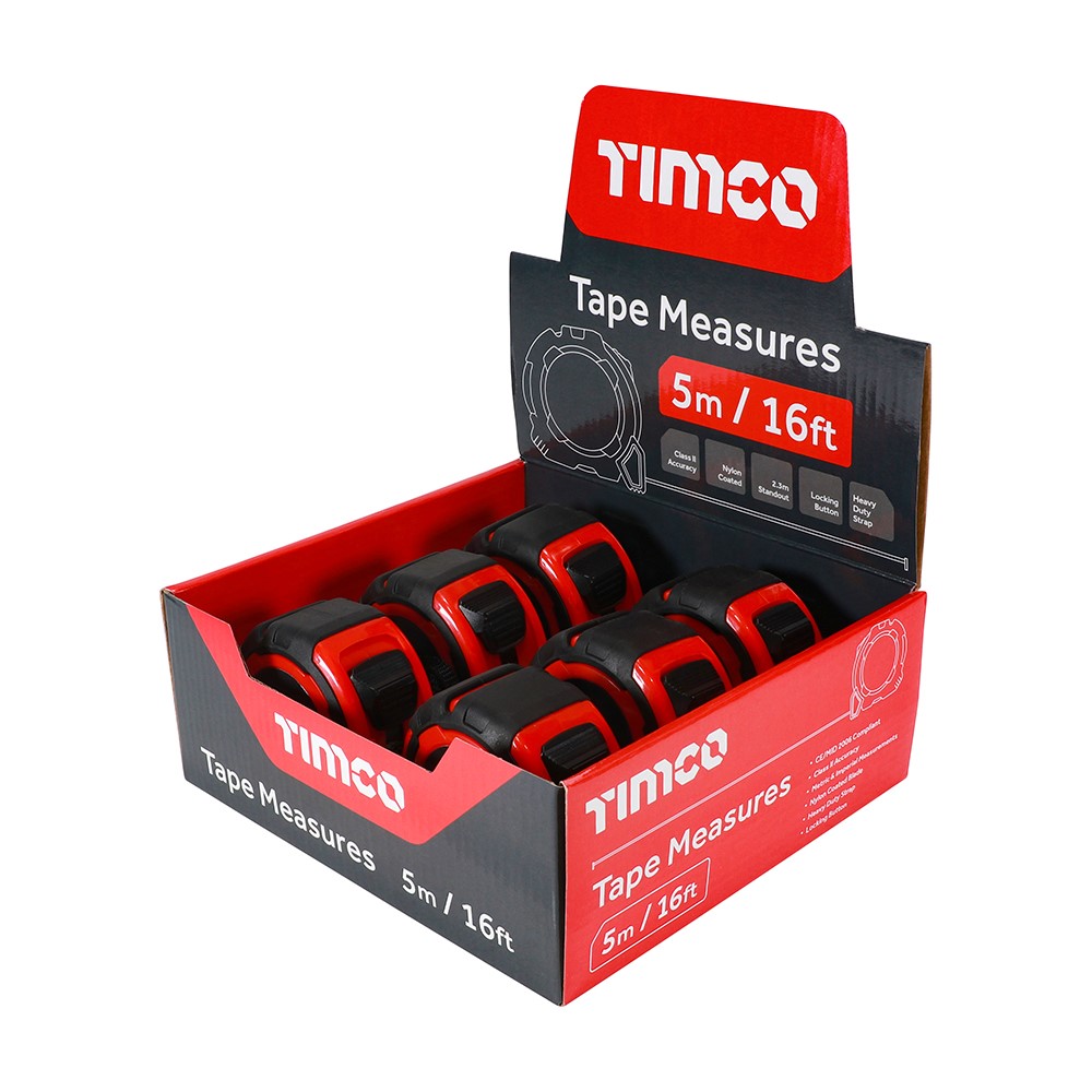 TIMCO Tape Measure 5m/16ft x 25mm (Pack of 6)