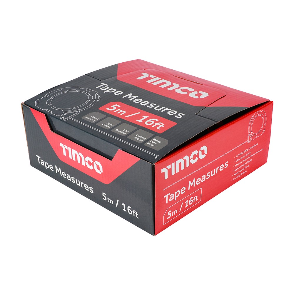 TIMCO Tape Measure 5m/16ft x 25mm (Pack of 6)