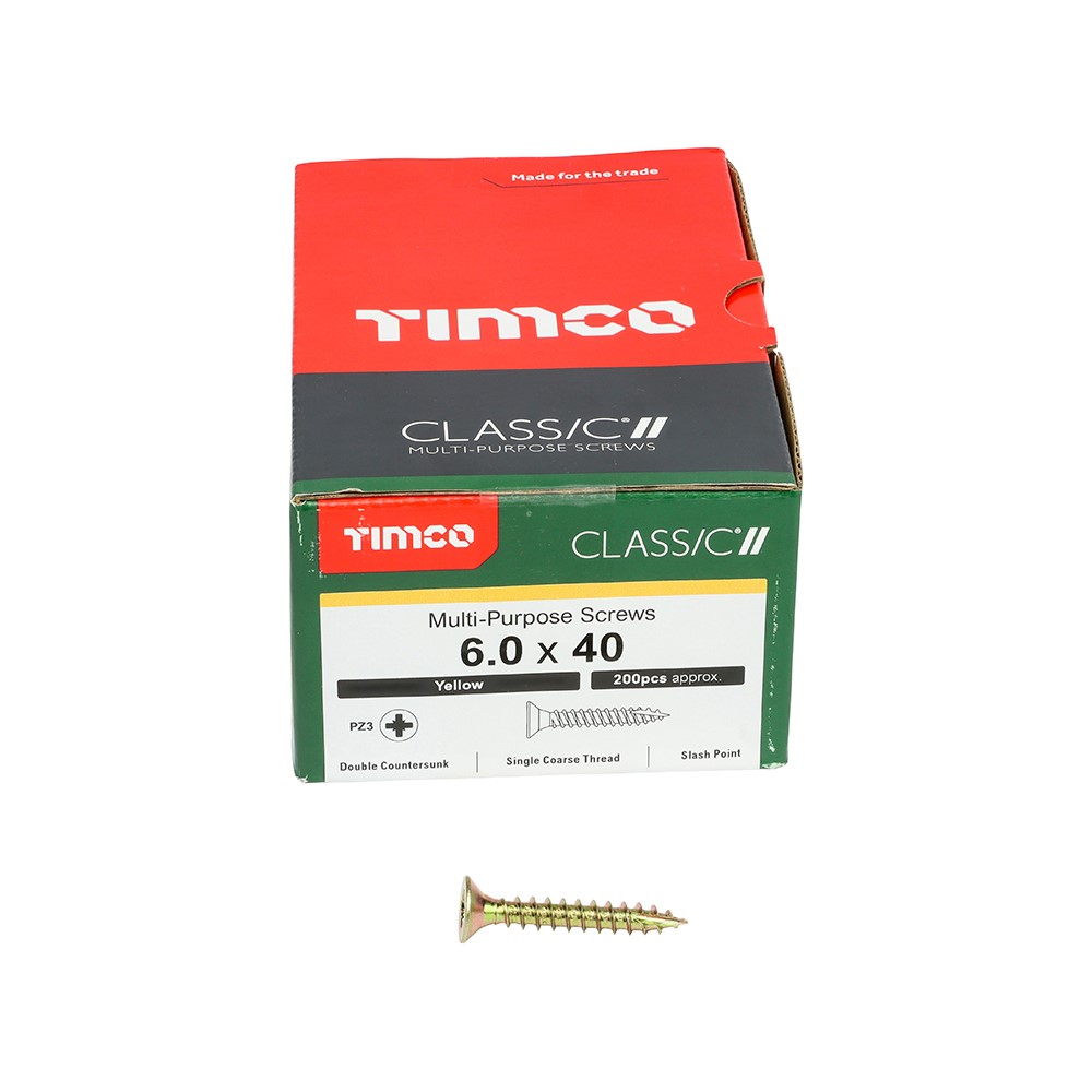 TIMCO Classic Multi-Purpose Screws - PZ - 6.0 x 40mm (200 Pack)