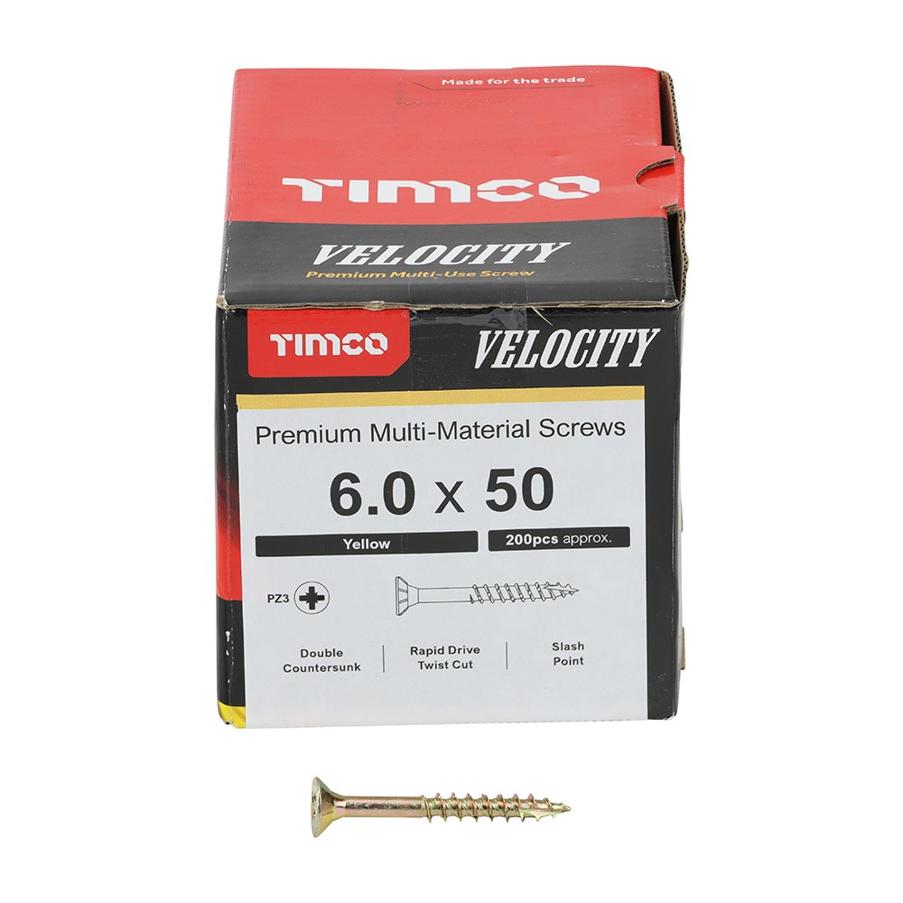 TIMCO Velocity Premium Multi-Use Screws - PZ - 6.0 x 50mm (200 Pack)