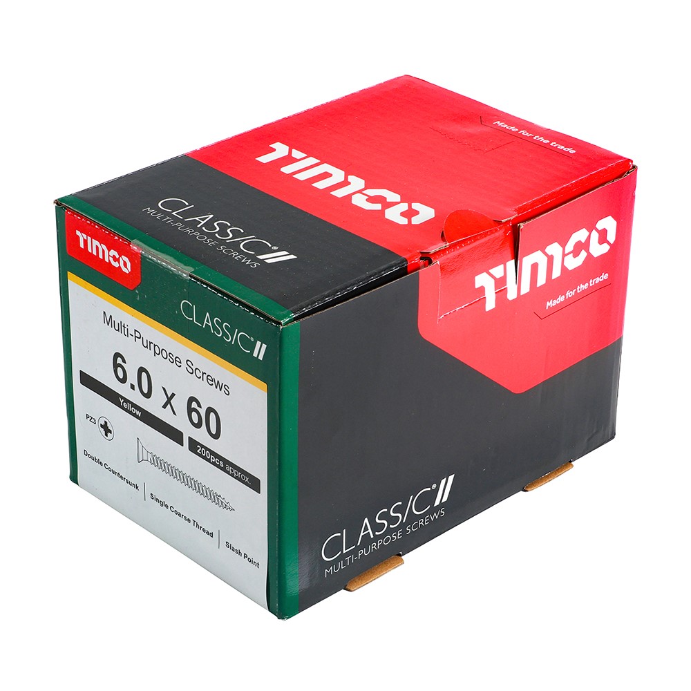 TIMCO Classic Multi-Purpose Screws - PZ - 6.0 x 60mm (200 Pack)