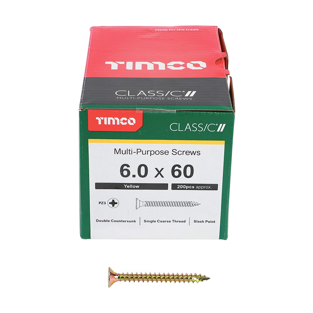 TIMCO Classic Multi-Purpose Screws - PZ - 6.0 x 60mm (200 Pack)