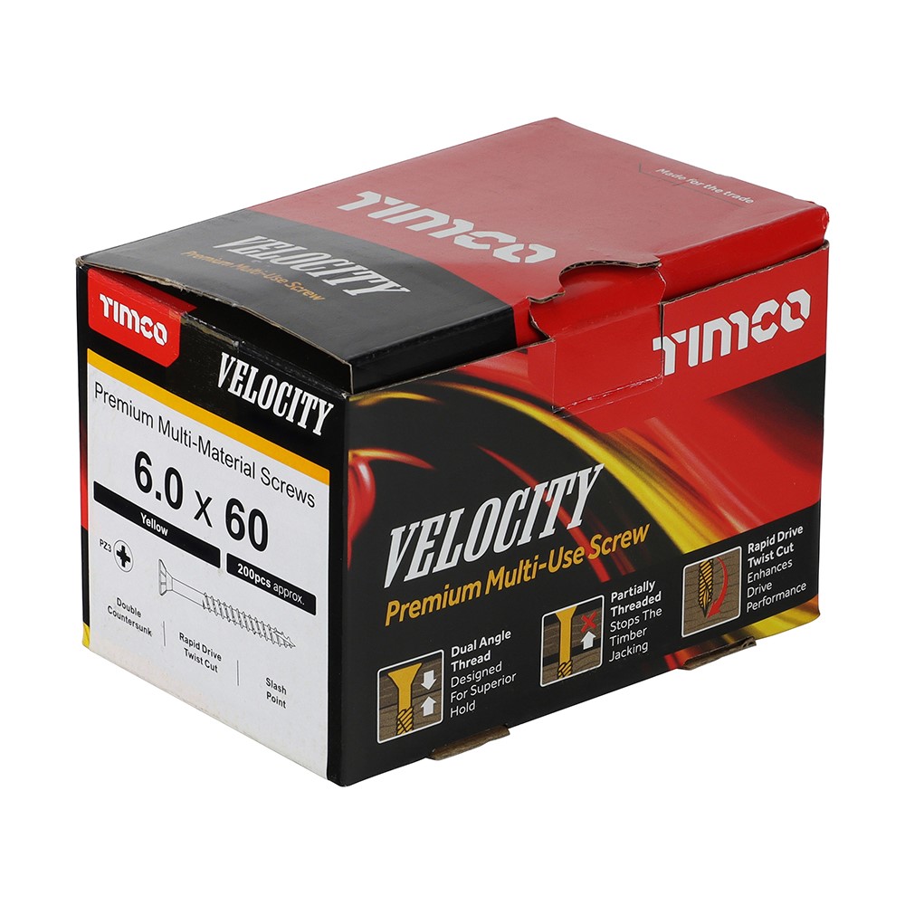 TIMCO Velocity Premium Multi-Use Screws - PZ - 6.0 x 60mm (200 Pack)