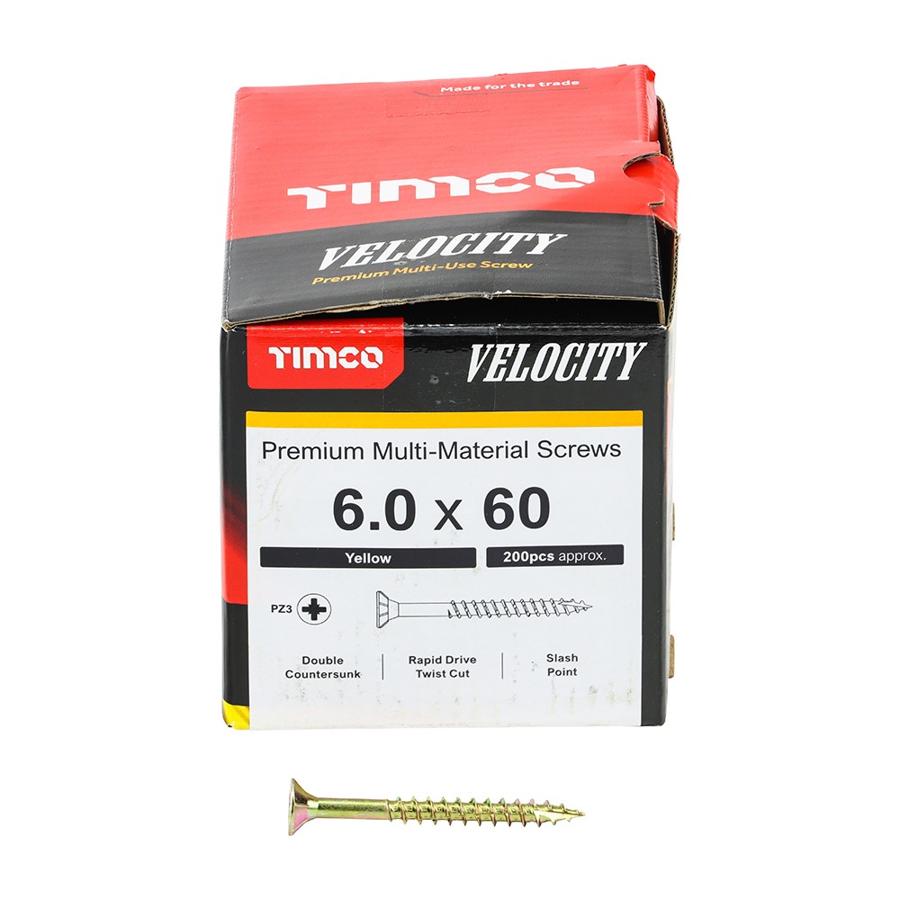 TIMCO Velocity Premium Multi-Use Screws - PZ - 6.0 x 60mm (200 Pack)