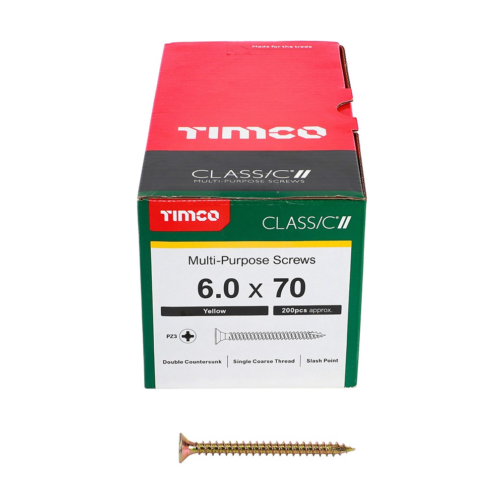 TIMCO Classic Multi-Purpose Screws - PZ - 6.0 x 70mm (200 Pack)