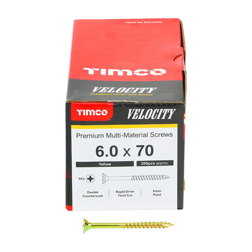 TIMCO Velocity Premium Multi-Use Screws - PZ - 6.0 x 70mm (200 Pack)