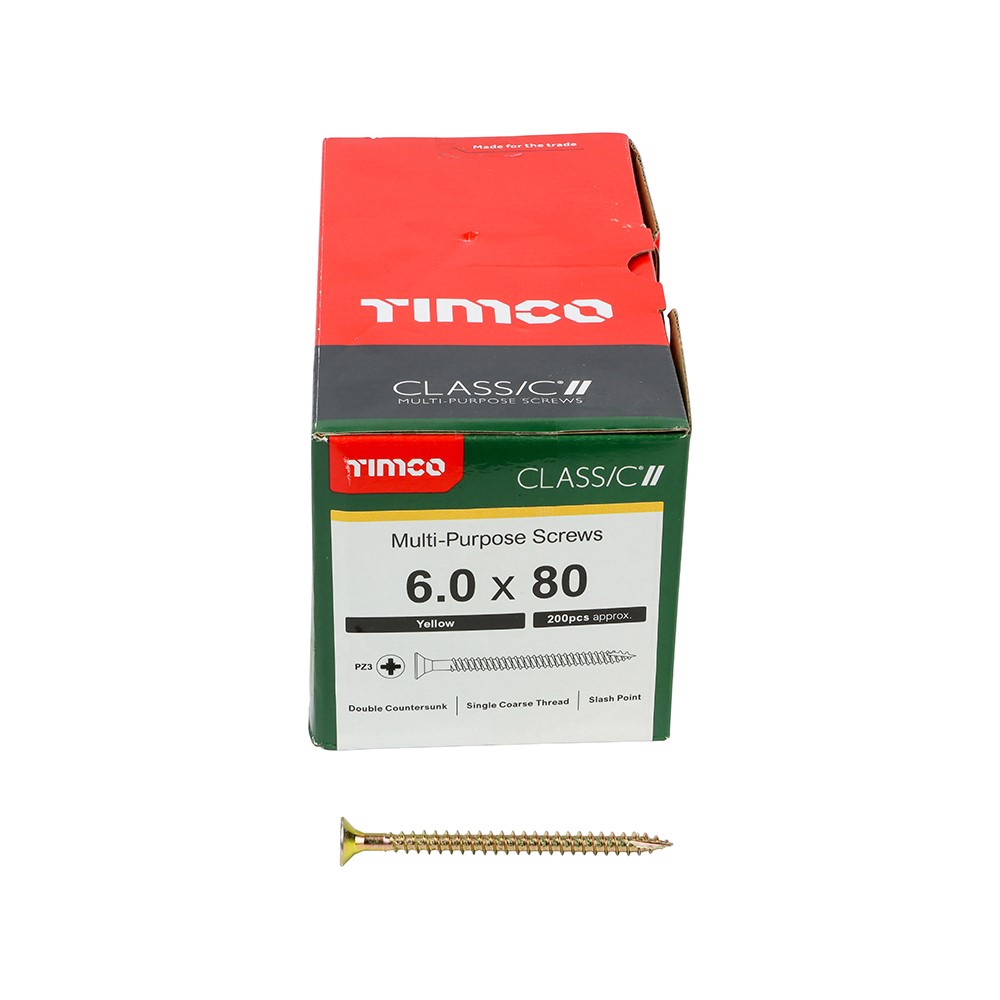 TIMCO Classic Multi-Purpose Screws - PZ - 6.0 x 80mm (200 Pack)