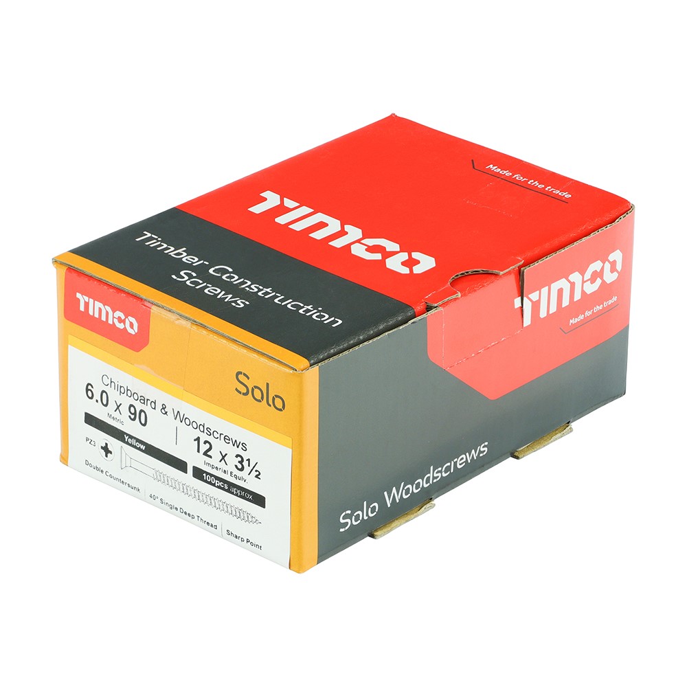 TIMCO Solo Woodscrews - PZ - 6.0 x 90mm (100 Pack)