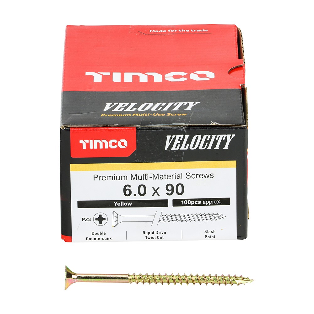 TIMCO Velocity Premium Multi-Use Screws - PZ - 6.0 x 90mm (100 Pack)