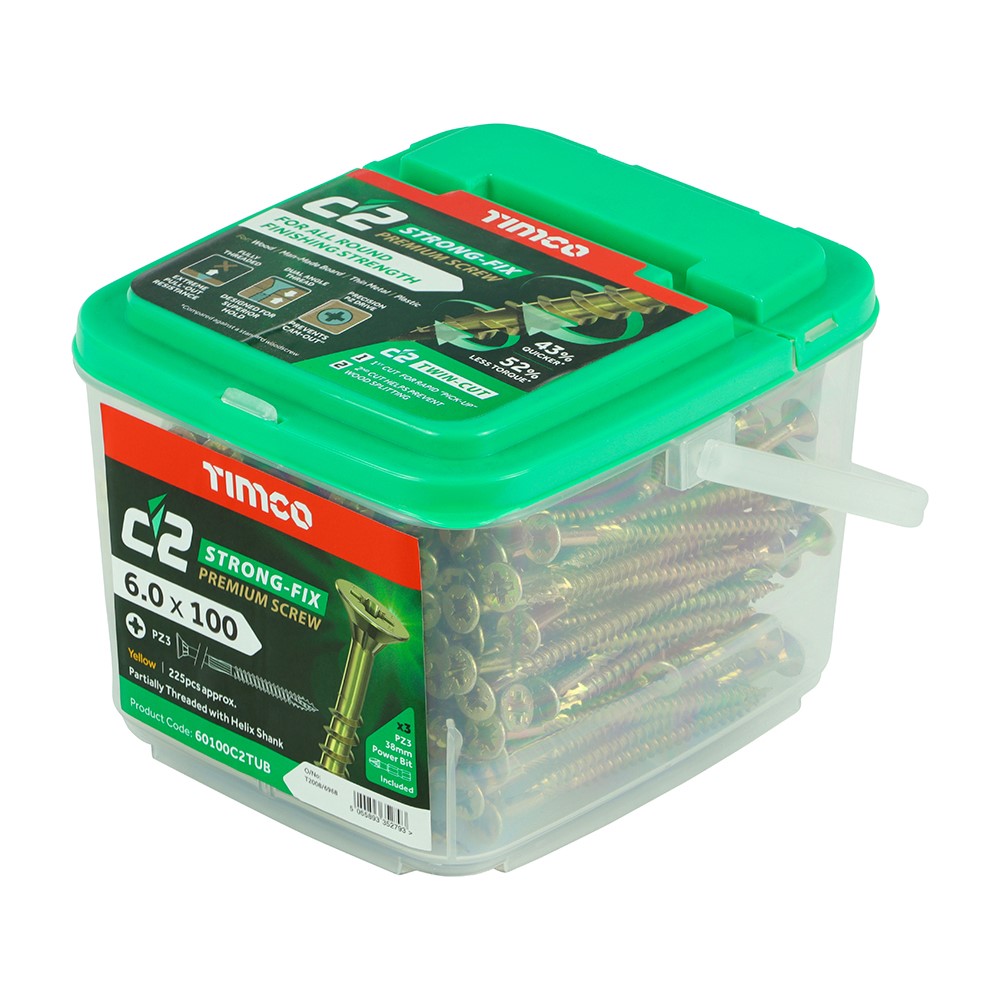 TIMCO C2 Strong-Fix Multi-Purpose Premium Screws - PZ - 6.0 x 100mm (225 Pack)