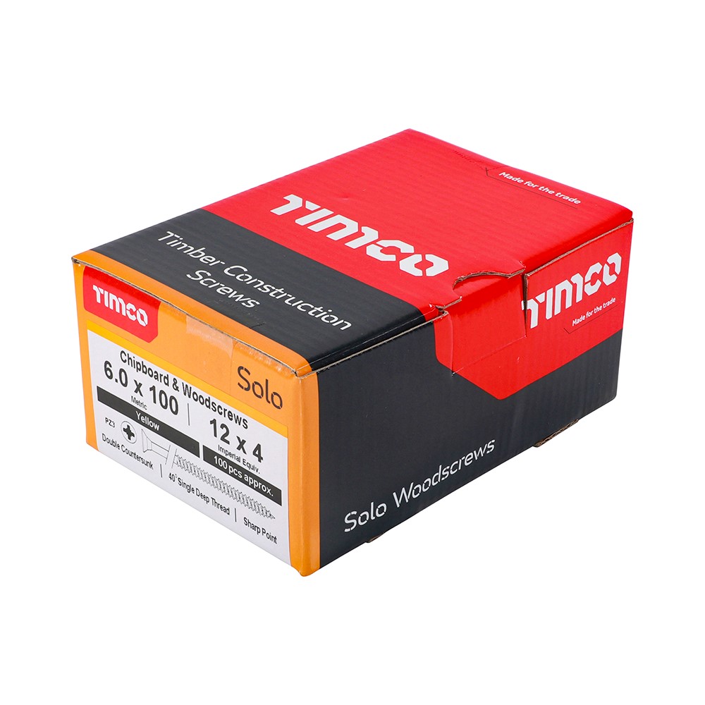 TIMCO Solo Woodscrews - PZ - 6.0 x 100mm (100 Pack)