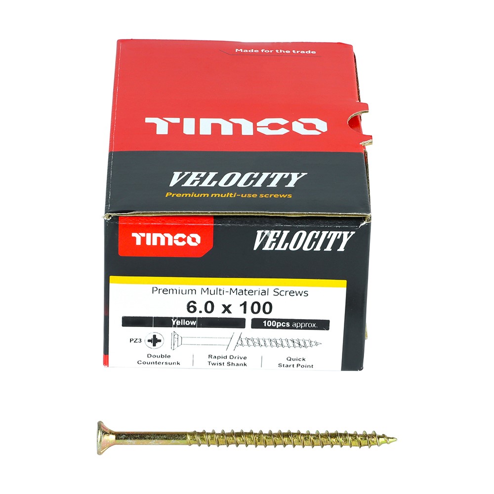 TIMCO Velocity Premium Multi-Use Screws - PZ - 6.0 x 100mm (100 Pack)