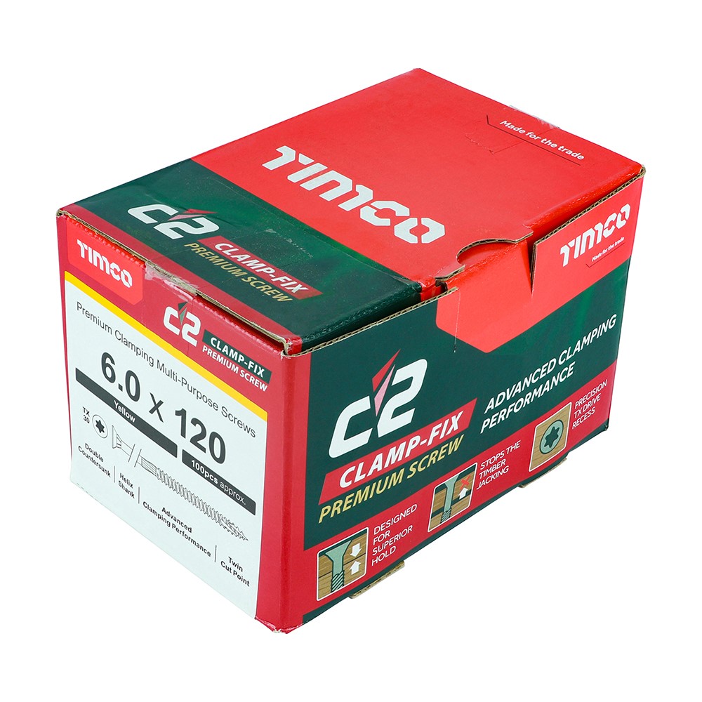 TIMCO C2 Clamp-Fix Multi-Purpose Premium Screws - TX - 6.0 x 120mm (100 Pack)