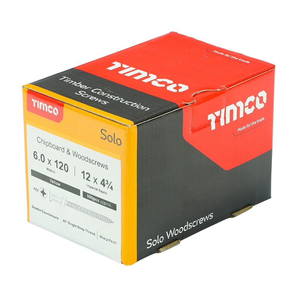 TIMCO Solo Woodscrews - PZ - 6.0 x 120mm (100 Pack)