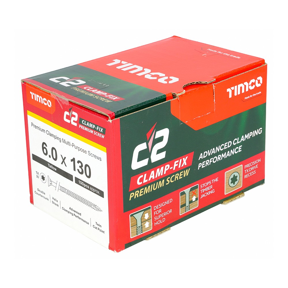 TIMCO C2 Clamp-Fix Multi-Purpose Premium Screws - TX - 6.0 x 130mm (100 Pack)