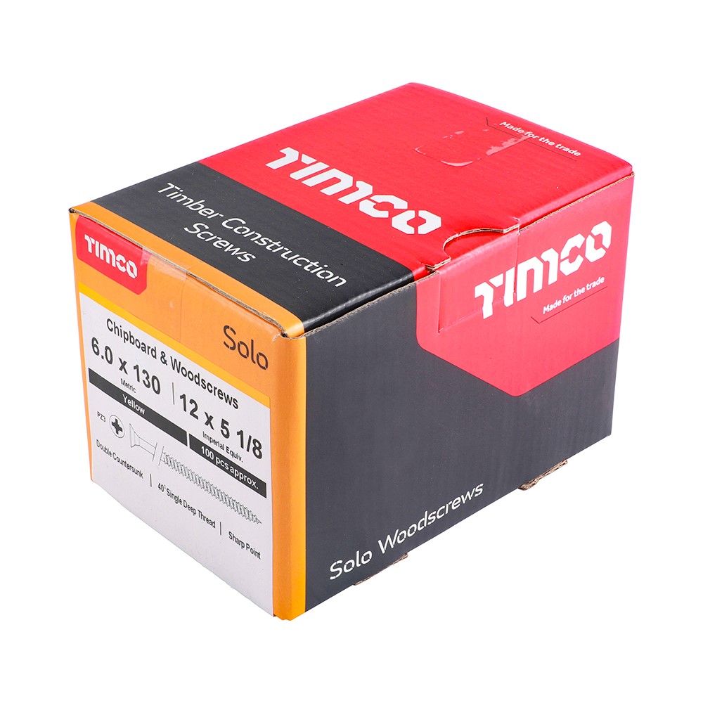 TIMCO Solo Woodscrews - PZ - 6.0 x 130mm (100 Pack)