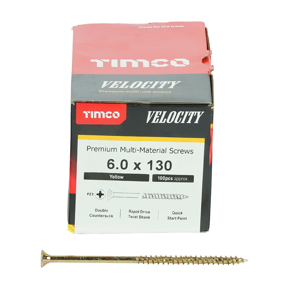 TIMCO Velocity Premium Multi-Use Screws - PZ - 6.0 x 130mm (100 Pack)