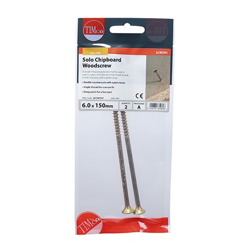 TIMCO Solo Woodscrews - PZ - 6.0 x 150mm (2 Pack)