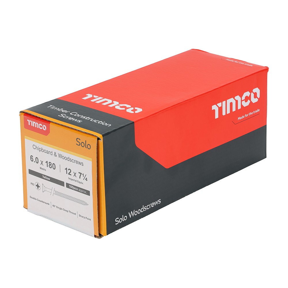 TIMCO Solo Woodscrews - PZ - 6.0 x 180mm (100 Pack)