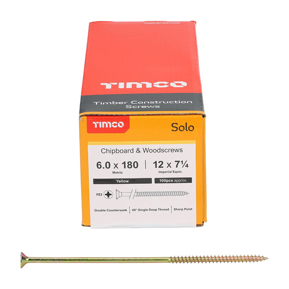 TIMCO Solo Woodscrews - PZ - 6.0 x 180mm (100 Pack)