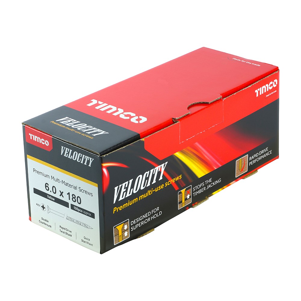 TIMCO Velocity Premium Multi-Use Screws - PZ - 6.0 x 180mm (100 Pack)