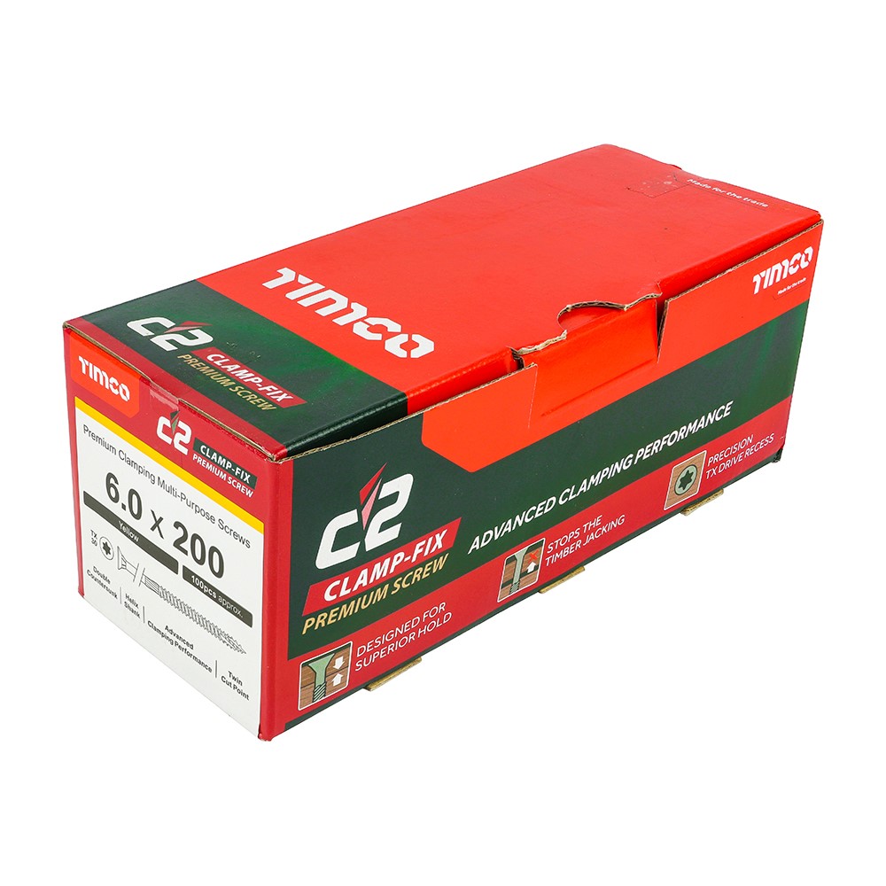 TIMCO C2 Clamp-Fix Multi-Purpose Premium Screws - TX - 6.0 x 200mm (100 Pack)