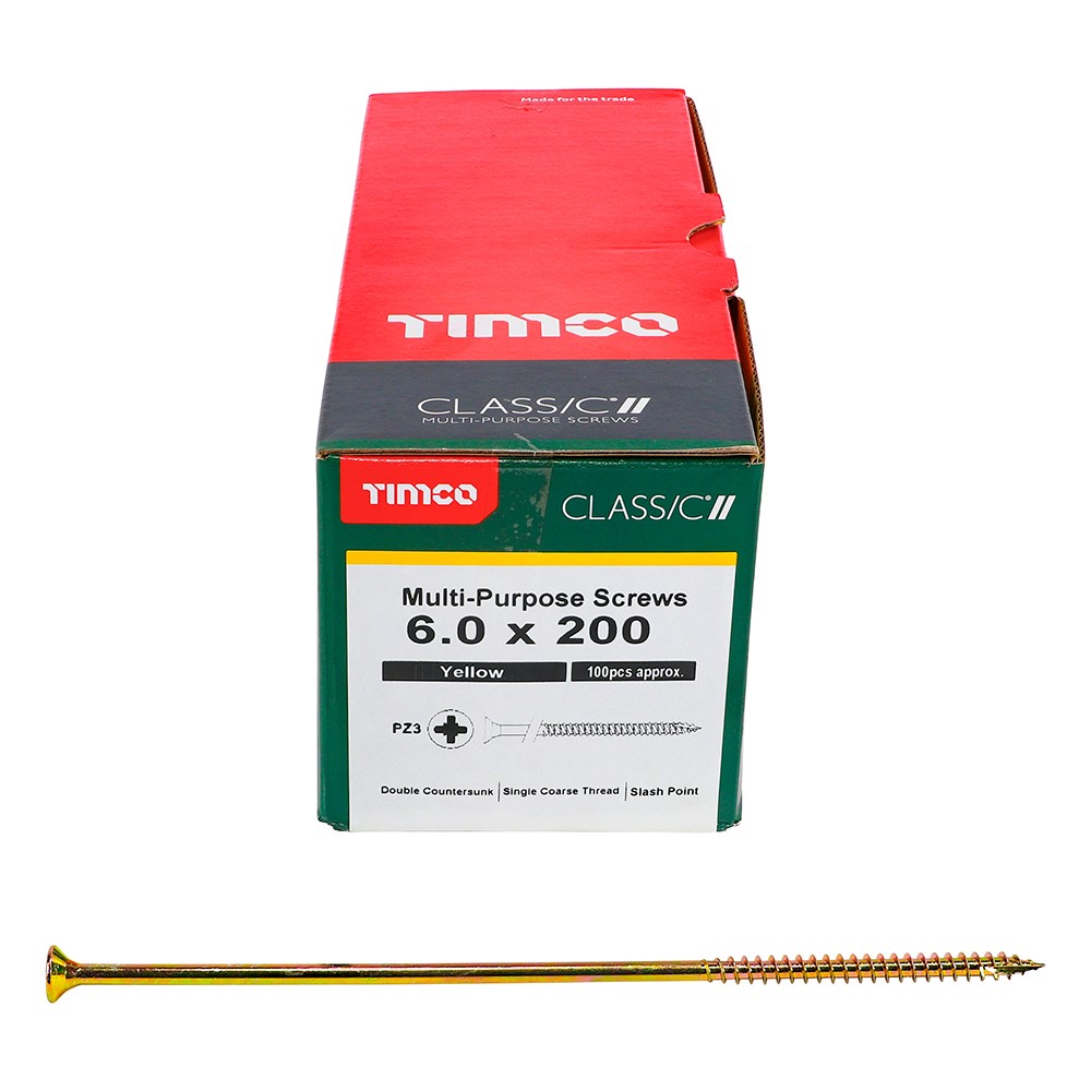 TIMCO Classic Multi-Purpose Screws - PZ - 6.0 x 200mm (100 Pack)